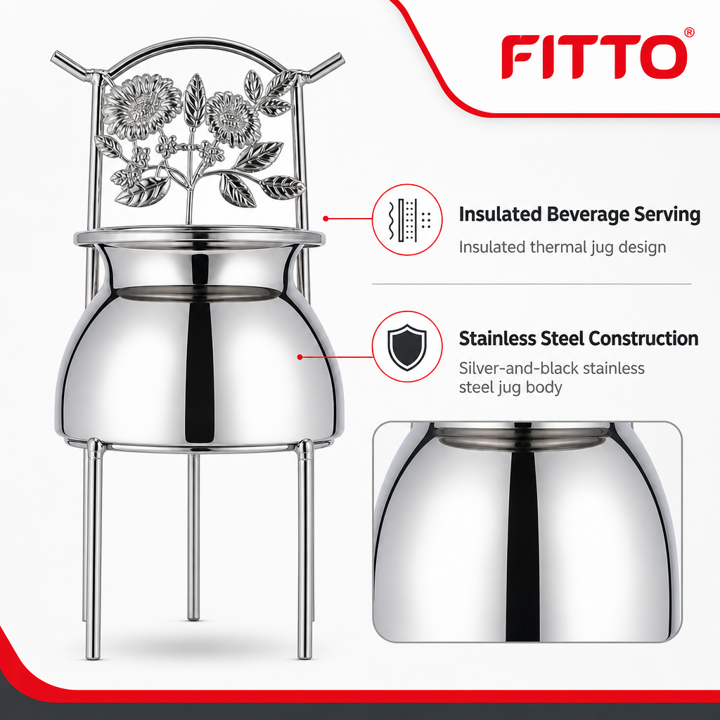 96 Pieces Stainless Steel Insulated Thermal Jug, Silver and Black, 1 Piece
