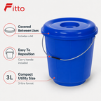 120 Pieces Plastic Bucket with Lid and Carry Handle, 3 Litre, Blue
