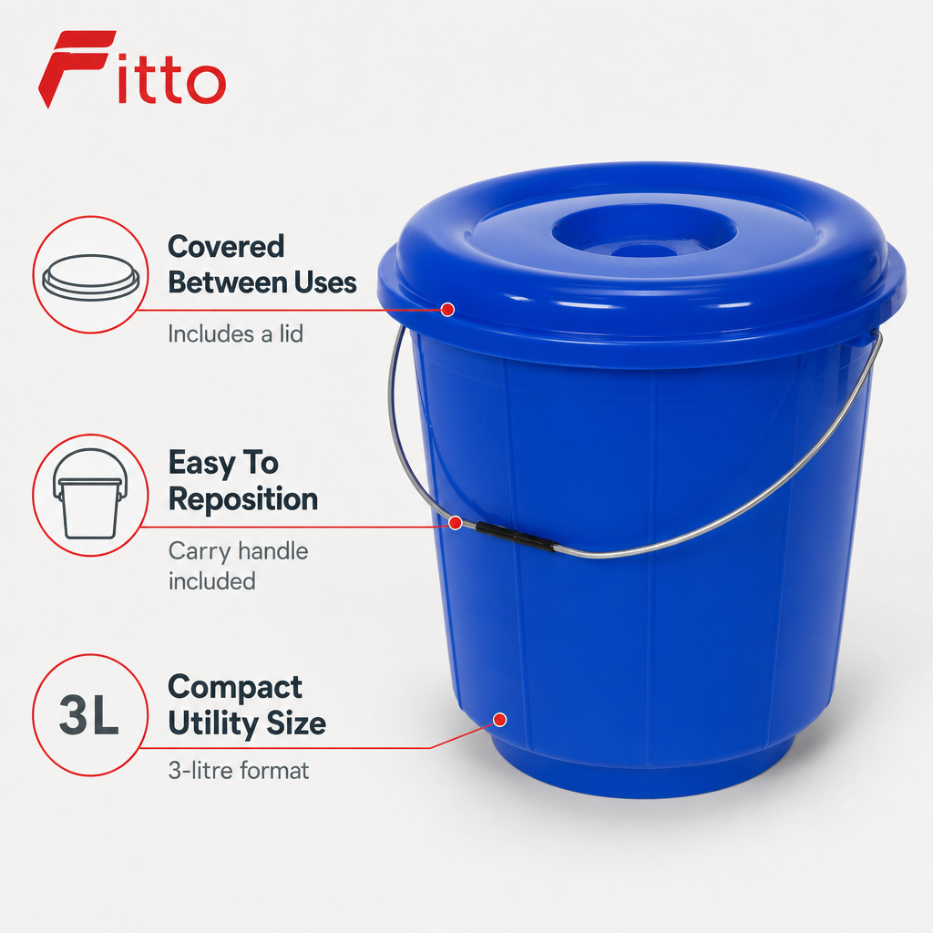 120 Pieces Plastic Bucket with Lid and Carry Handle, 3 Litre, Blue