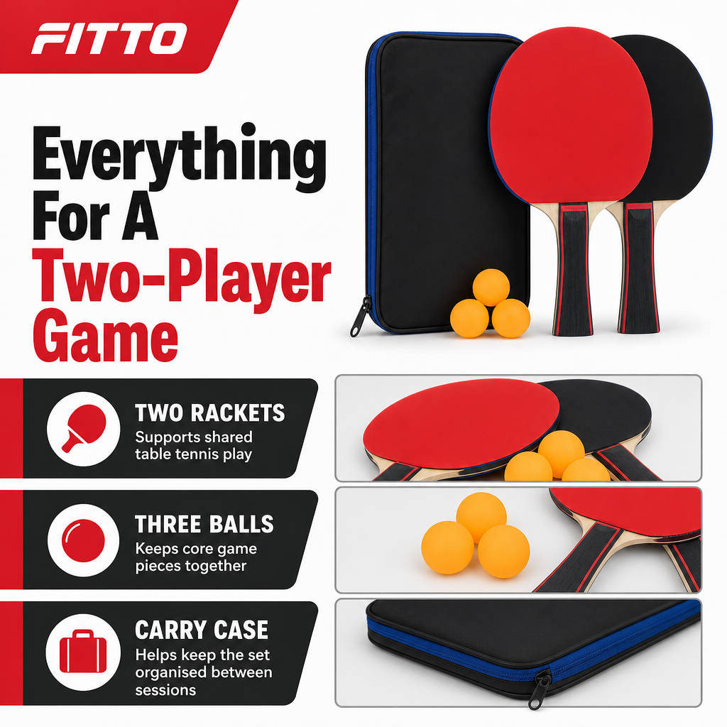 96 Pieces Table Tennis Racket Set with 2 Rackets, 3 Balls and Carry Case