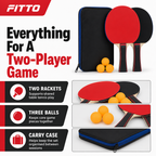 96 Pieces Table Tennis Racket Set with 2 Rackets, 3 Balls and Carry Case