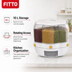 48 Pieces Rotating Rice Storage Dispenser, 10 L, White, 1 Piece, Dry Food Container for Kitchen Organization