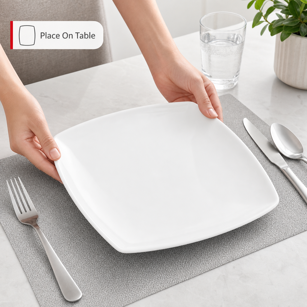 96 Pieces Dinner Plate, White, 13 Inch Rectangular Tablewares, Single Plate