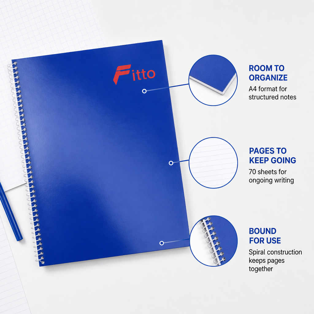 144 Pieces A4 Executive Spiral Notebook, 70 Sheets, Blue Cover, 210 × 297 mm