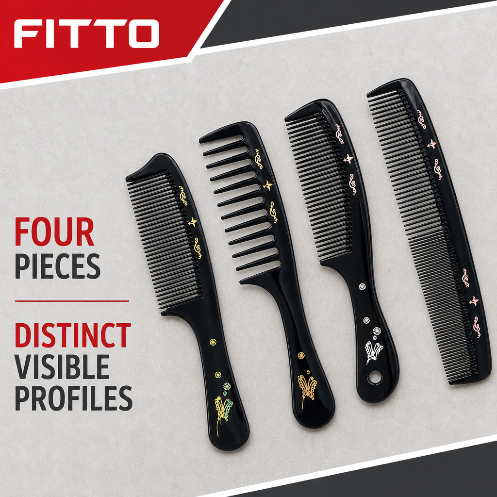 96 Pieces Black Decorative Print Hair Combs Set, 4 Pieces