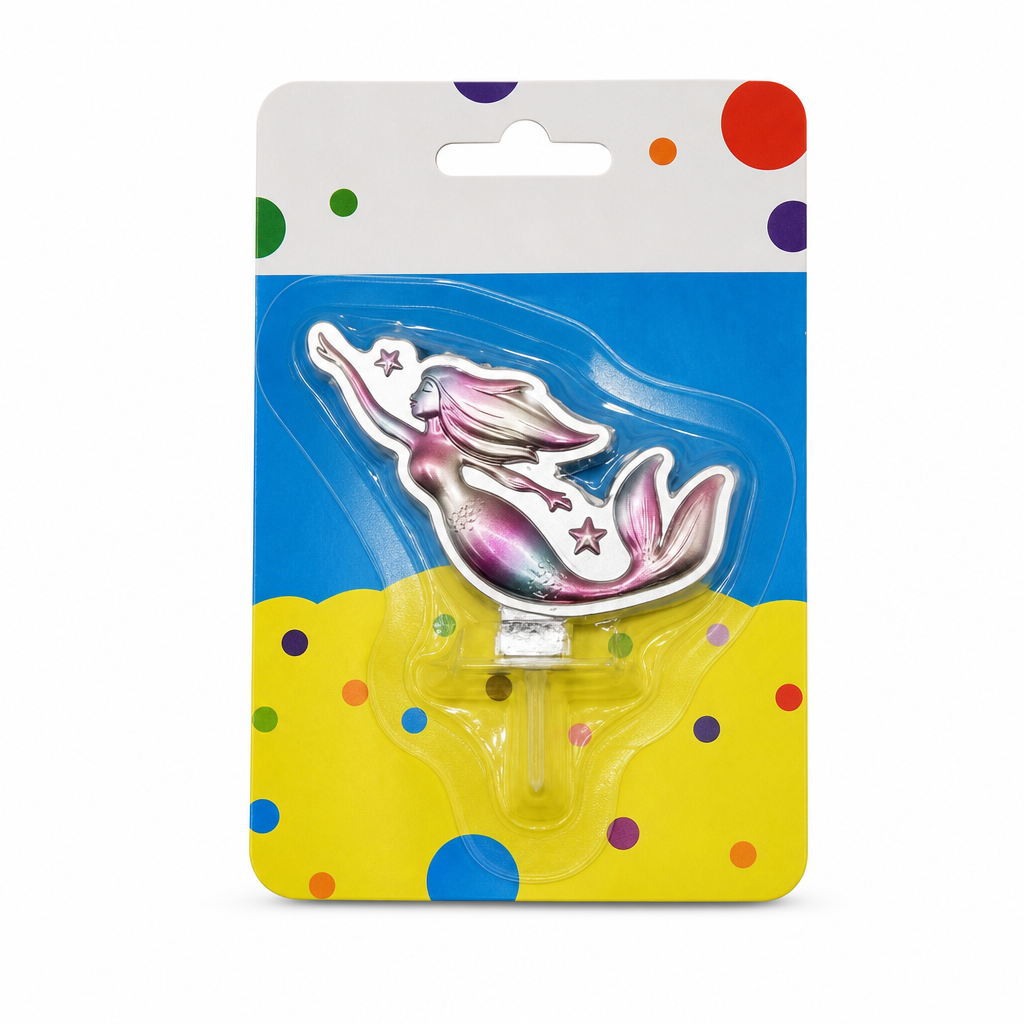 240 Pieces Mermaid Cake Candle, Printed Metallic Banner Design, 1 Piece