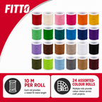 48 Pieces Jute Rope, Assorted Colours, 10 m per Roll, 24 Rolls for Crafting and Decorative Projects