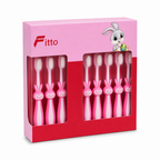 120 Pieces Rabbit Design Toothbrush Set, 12 Pieces, Pink