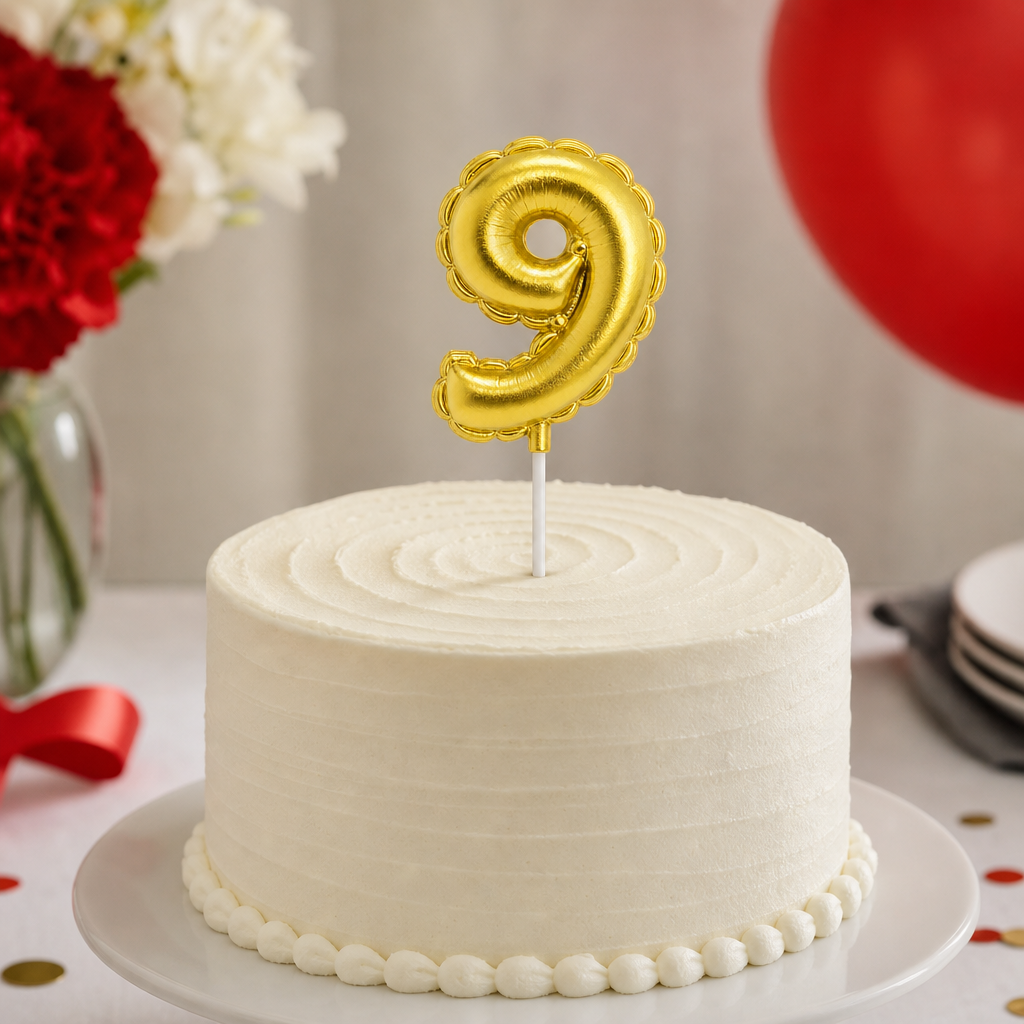 144 Pieces Gold or Silver Number 9 Happy Birthday Cake Candle, 9 cm