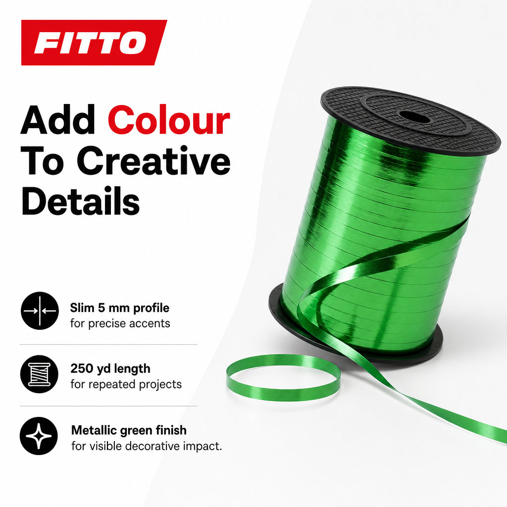120 Pieces Green Metallic Ribbon Roll, 5 mm x 250 yd, Decorative Craft Trim for Wrapping and Creative Projects