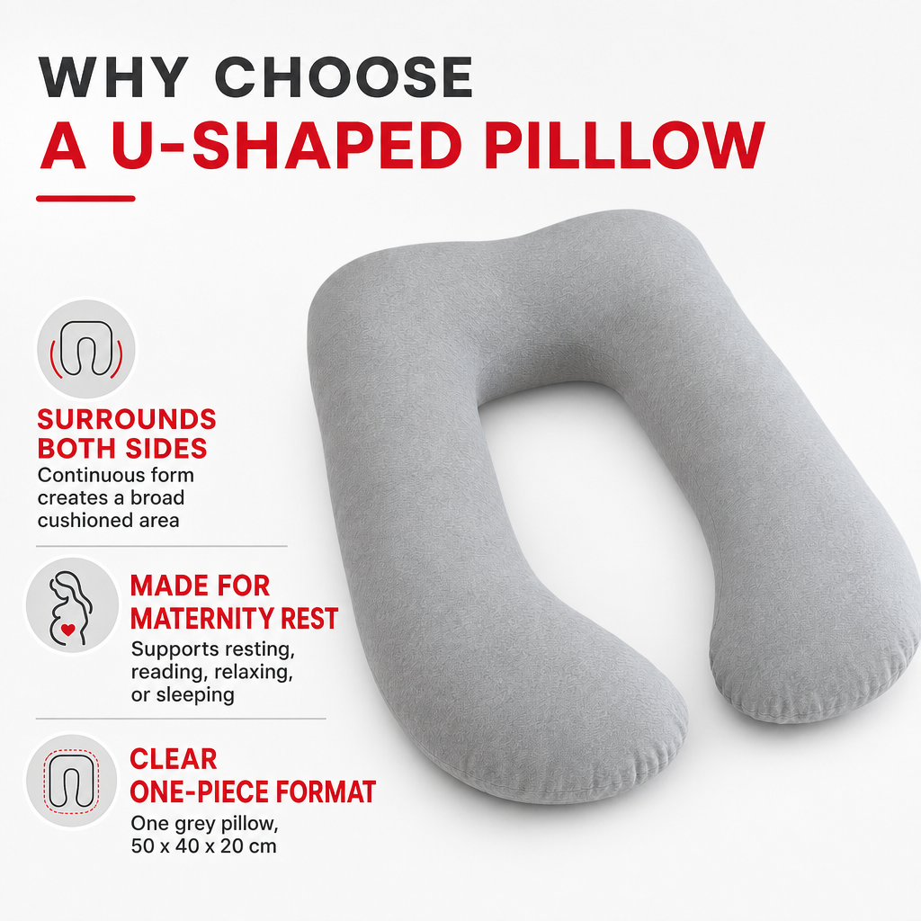 48 Pieces Grey U-Shaped Maternity Full Body Support Pillow, 1 Piece, 50 x 40 x 20 cm