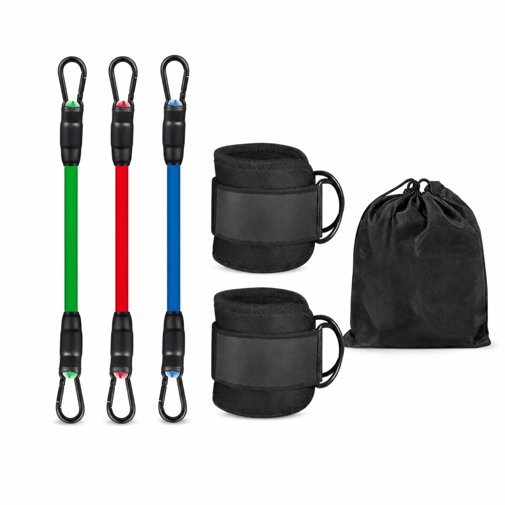 72 Pieces Ankle Resistance Cord Exercise Set, 3 Cords with Ankle Cuffs and Carry Bag