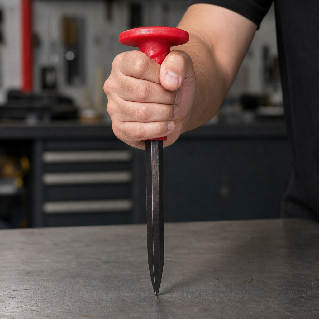 96 Pieces Steel Cold Chisel, Pointed, 27 cm, Red Handle, 1 Piece