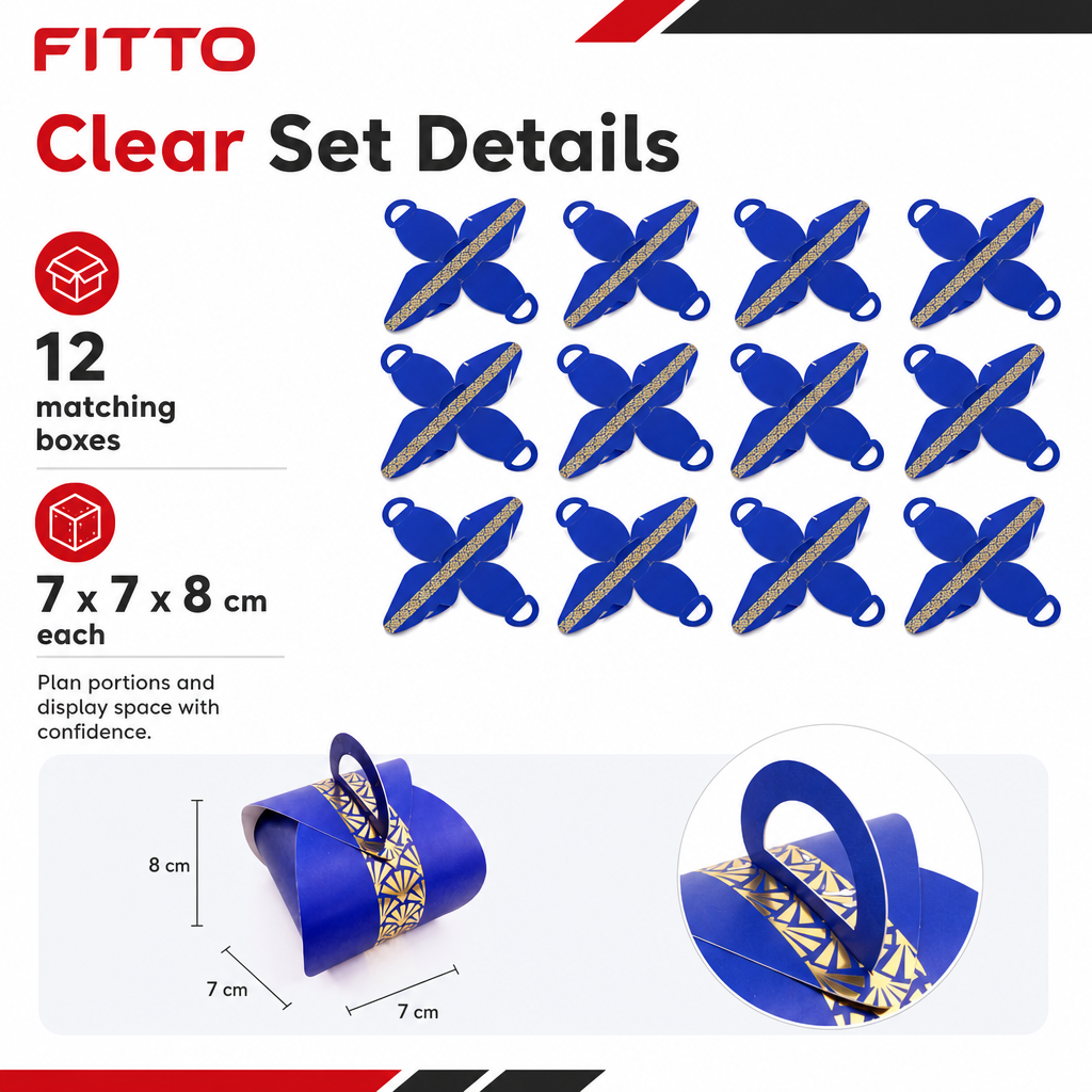 96 Pieces Blue Handled Candy Favor Boxes, 7 x 7 x 8 cm, 12 Pieces for Party Treat Presentation