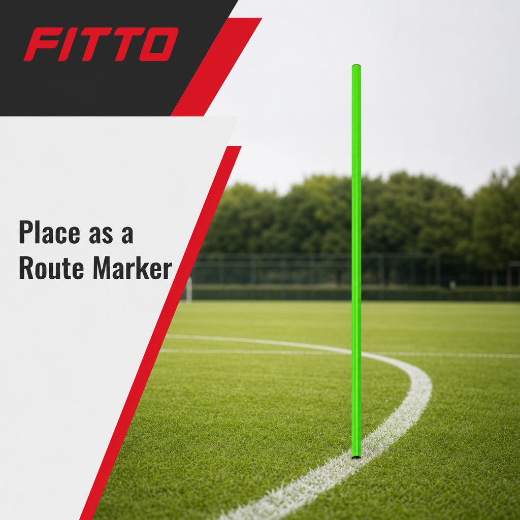144 Pieces Plastic Soccer Training Pole, 100 cm, Green, Single Agility Practice Marker