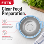96 Pieces Steel Colander with Blue Rim and Dual Handles, 14 x 12 x 10 cm, 1 Piece