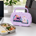 96 Pieces Purple Rectangular Lunch Box with Secure Lid and Handle, 1 Piece, 22 x 17 x 10 cm