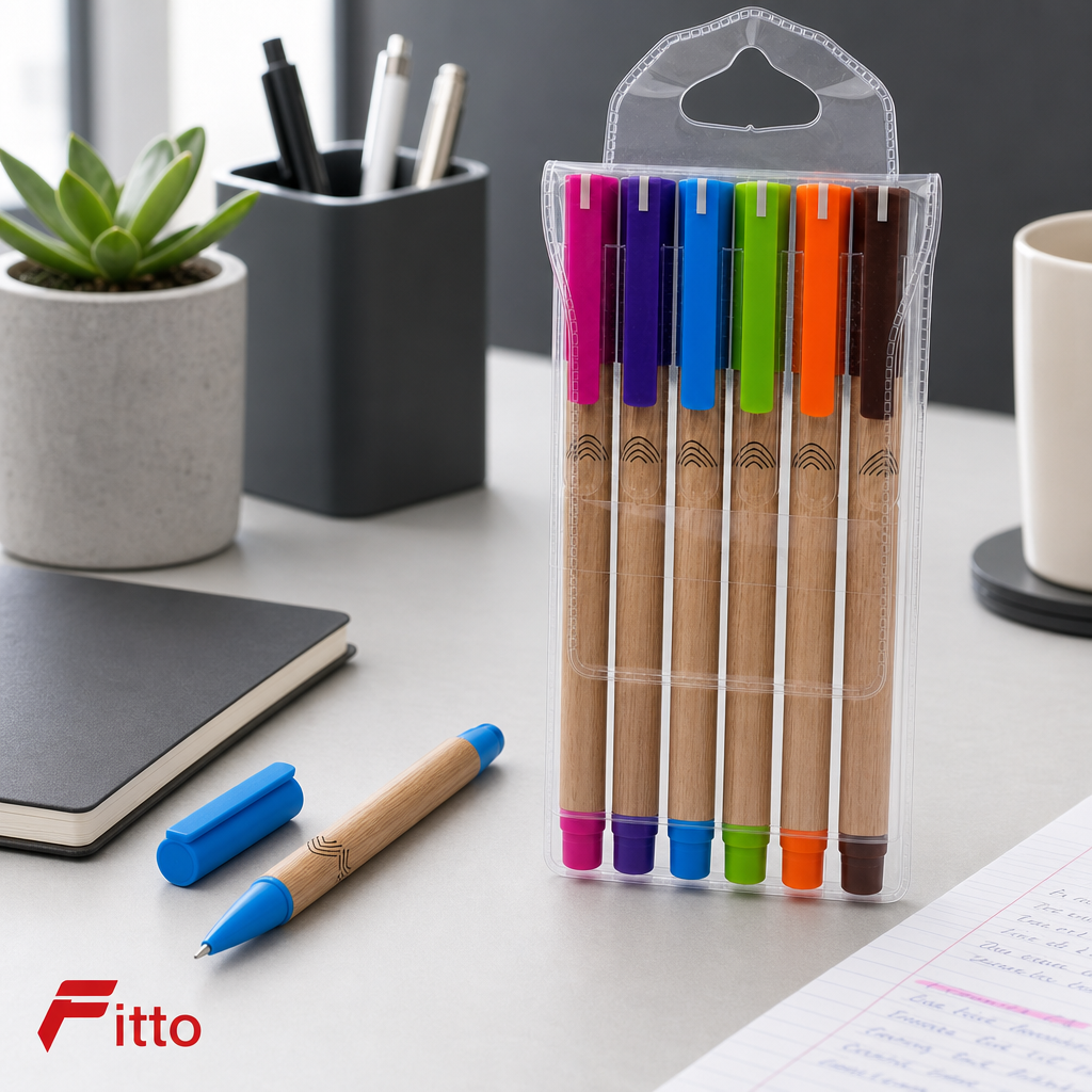 144 Pieces Ball Pens, 1.0 mm, Assorted Colours, 6-Pack
