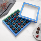 120 Pieces Chocolate Box, Blue Square 25-Compartment Candy Box, 23.5 x 23.5 x 4 cm, 1 Piece