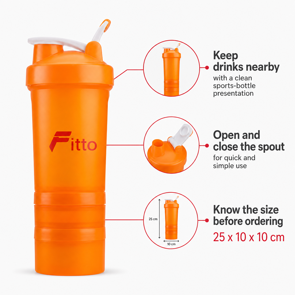 96 Pieces Shaker Bottle with Flip Spout, Orange Sports Water Bottles, 25 x 10 x 10 cm