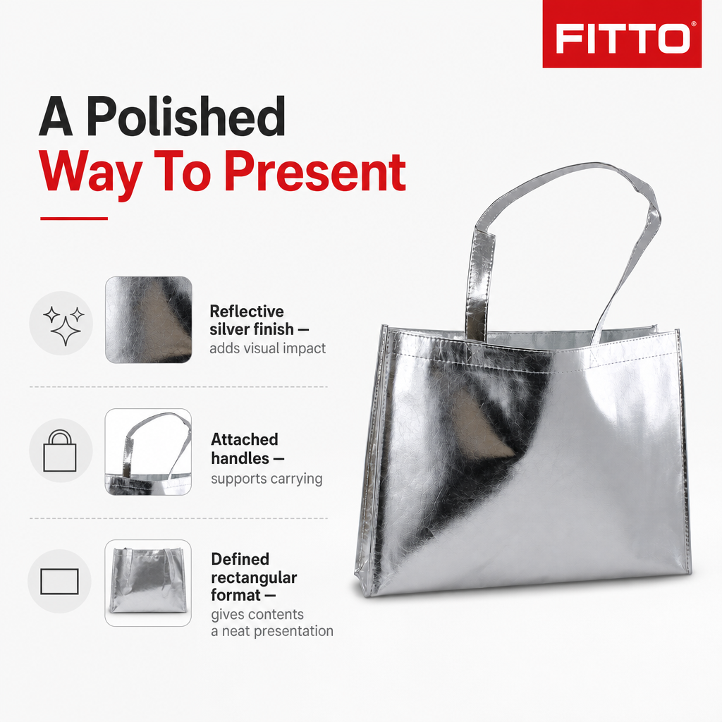 240 Pieces Silver Non-Woven Fabric Bag with Handles, 40 x 12 x 32 cm