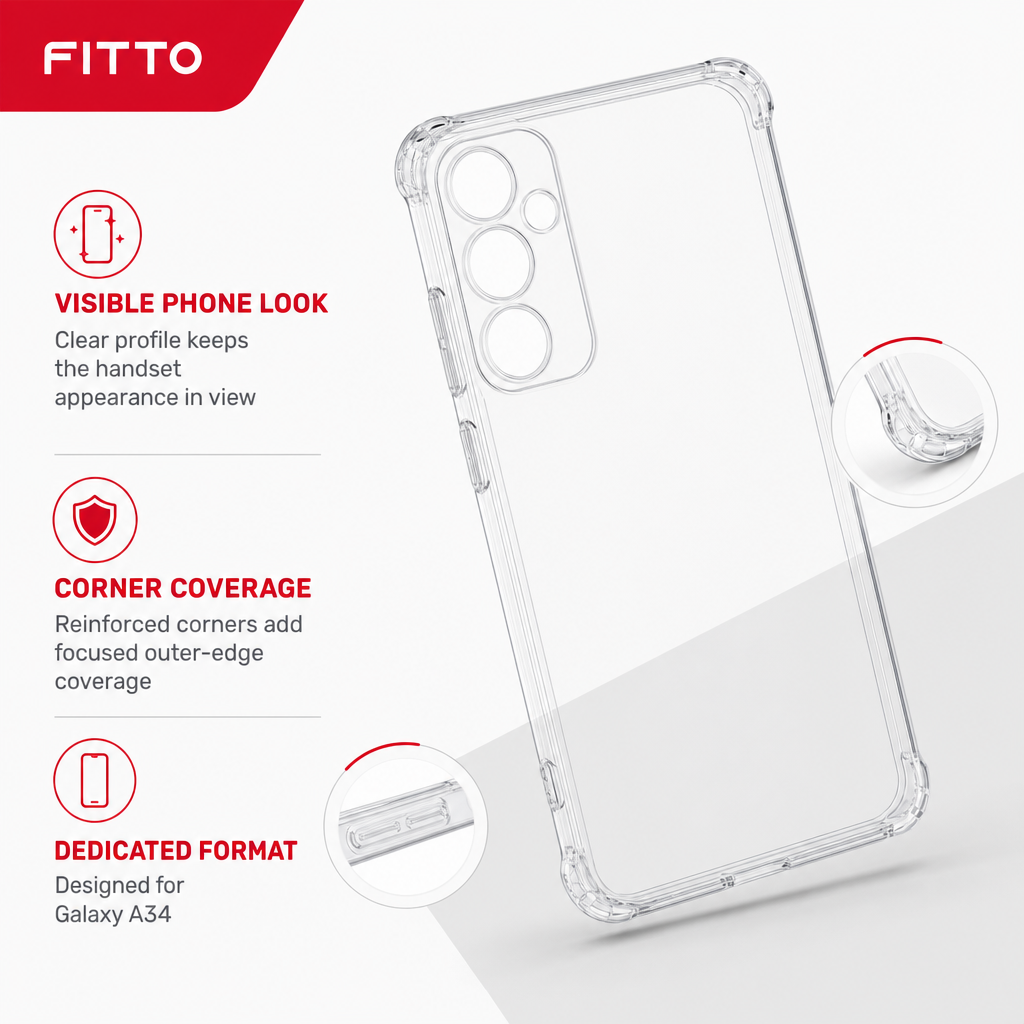 240 Pieces Clear Phone Cases with Reinforced Corners for Galaxy A34, Anti-Burst Protective Cover