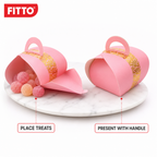 96 Pieces Candy Favor Boxes with Handle, Light Pink, 9.5 x 9.5 x 10 cm, 12 Pieces