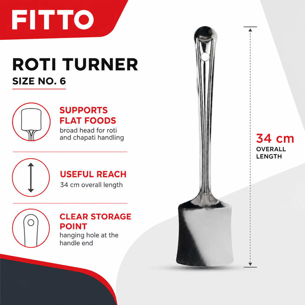 120 Pieces Stainless Steel Roti Turner, Size No. 6, 34 cm Long Flat Cooking Utensils