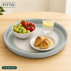 96 Pieces Round Woven Serving Trays, 40 cm, Shallow Profile, Design 2540