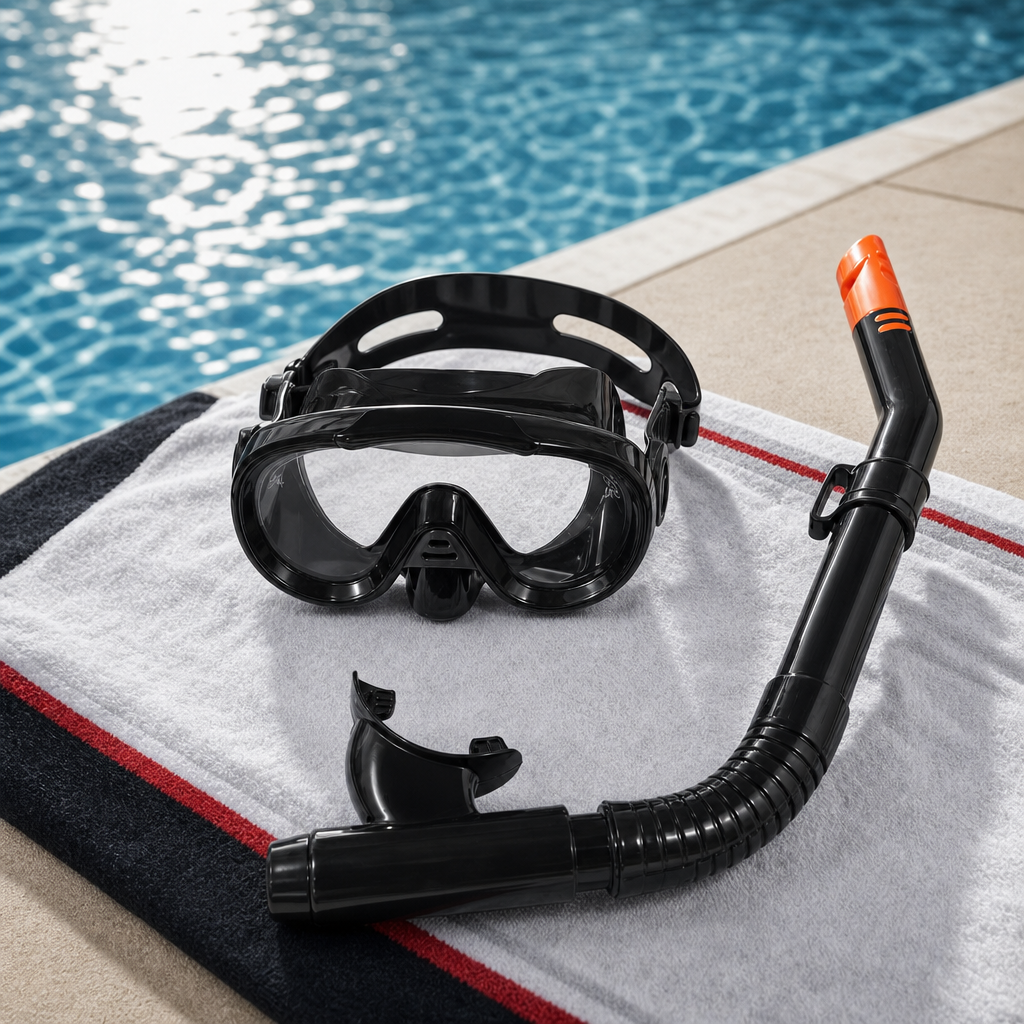 72 Pieces Swimming Mask and Snorkel Set, Black