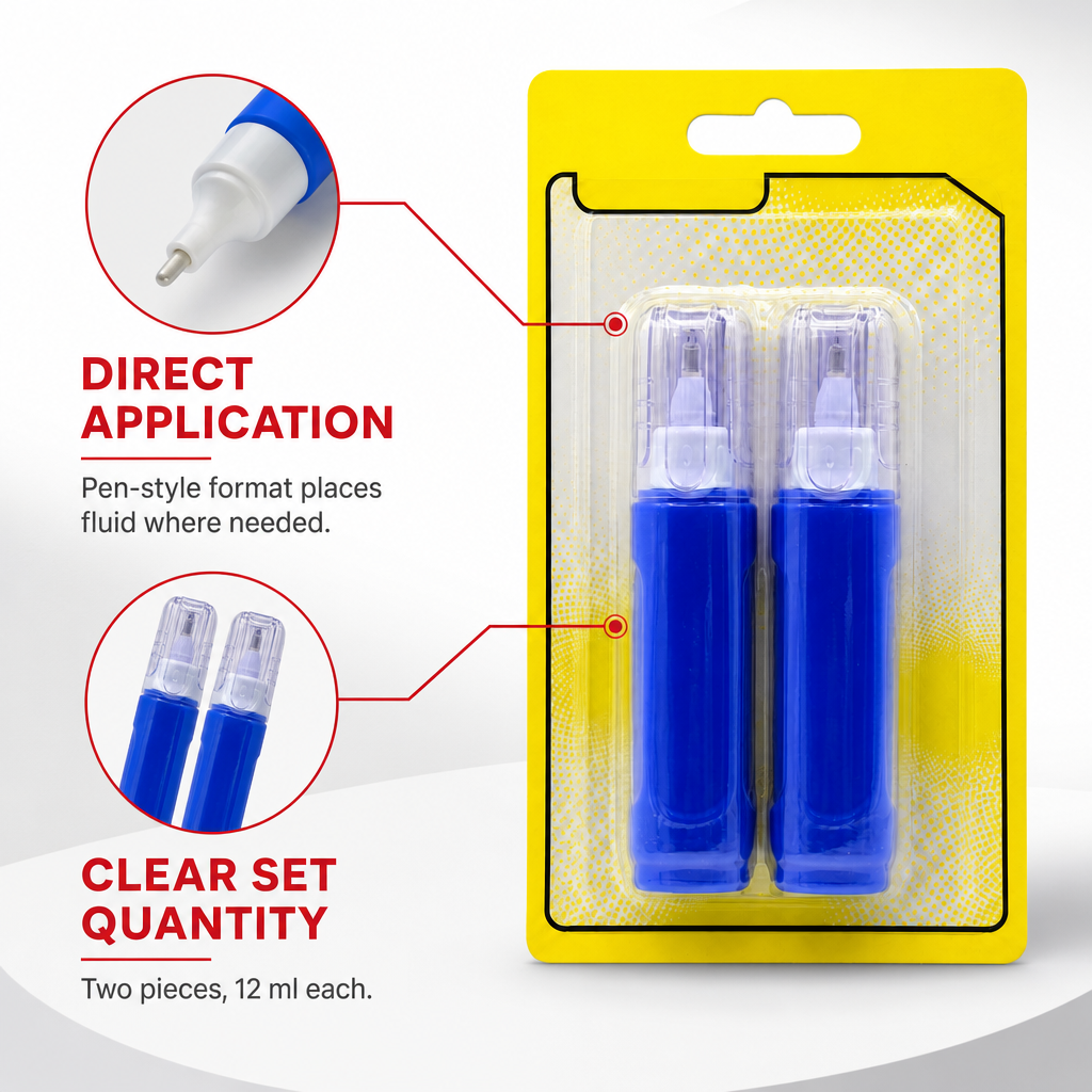144 Pieces Correction Fluid Pens, 2 Pieces, Blue and White, 12 ml Each
