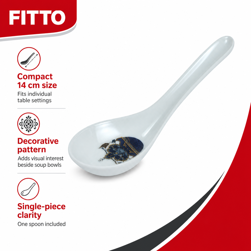 240 Pieces Melamine Chinese Soup Spoon with Decorative Pattern, 14 cm