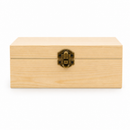 96 Pieces Wooden Storage Box, Rectangular Keepsake Organizer with Front Clasp, 10 x 6 Inch, Natural Wood, 1 Piece
