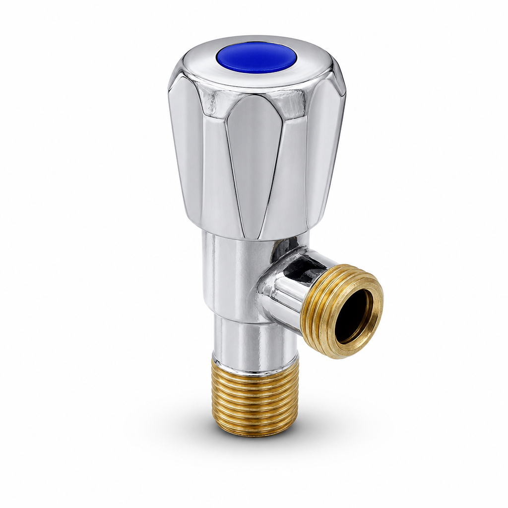 120 Pieces 1/2 Inch Angle Valve, Silver Brass Finish, 1 Piece