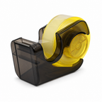 144 Pieces Crystal Clear Tape Dispensers Set, Black and Yellow Handheld Dispenser with Transparent Tape, 1 Set