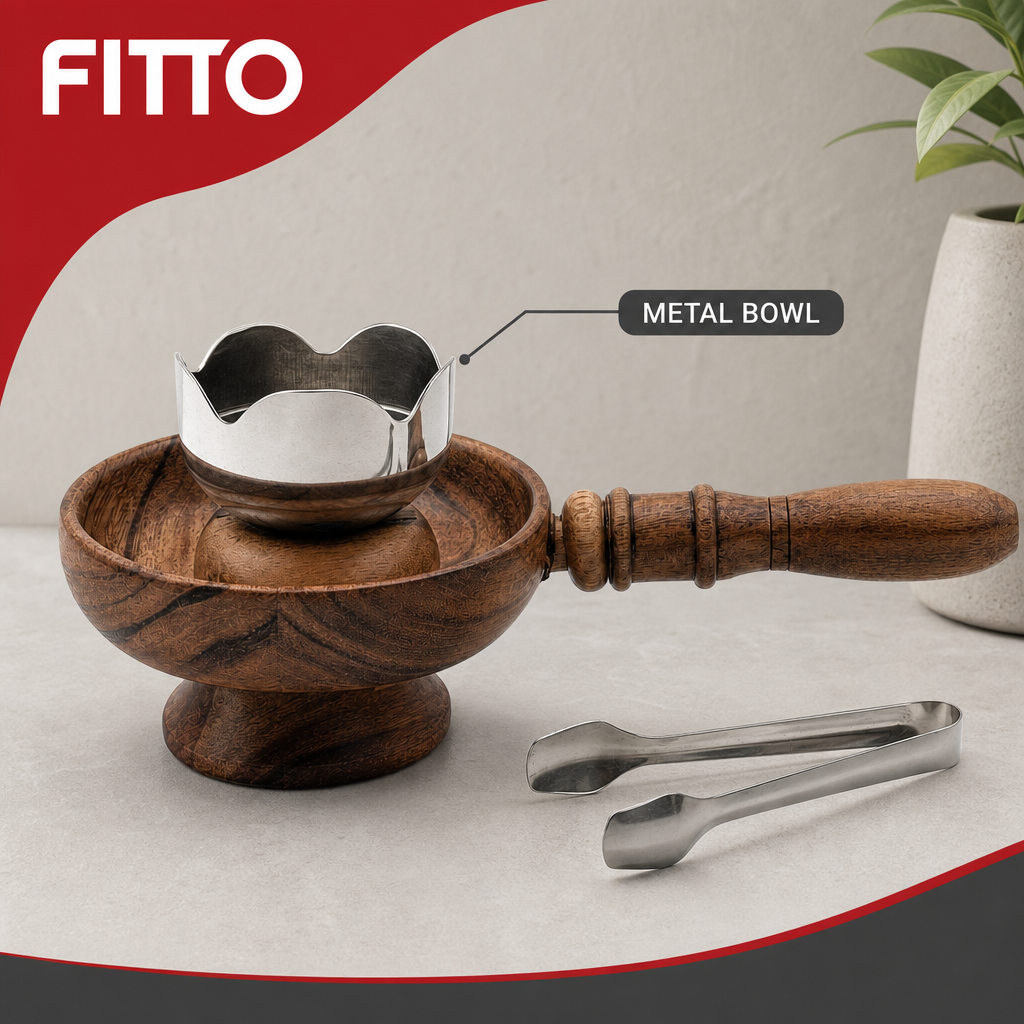 72 Pieces Wooden Incense Burner with Metal Bowl and Handle, 10 Inch