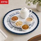 60 Pieces Melamine Round Wavy Serving Trays, 60 cm