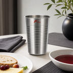 240 Pieces Silver Ribbed Stainless Steel Drinking Tumbler, 1 Piece, 11 x 8 x 8 cm