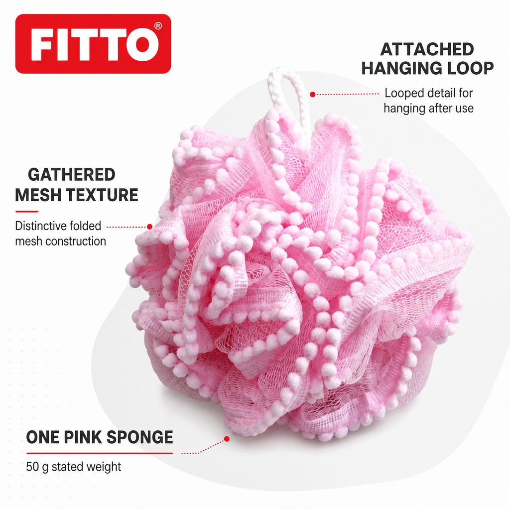 240 Pieces Pink Mesh Bath Sponges, 50 g, 1 Piece
