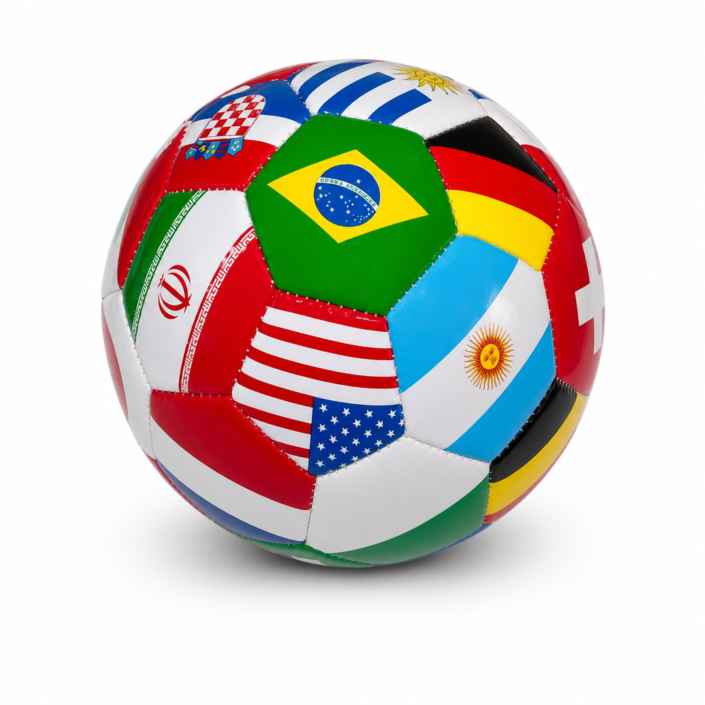 120 Pieces Mini Football With Country Flag Design, Multicolour Panel Style, 14 cm