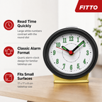 96 Pieces Round Quartz Alarm Clocks, Black Tabletop Design with Large White Numbers, 17 x 17 x 8 cm