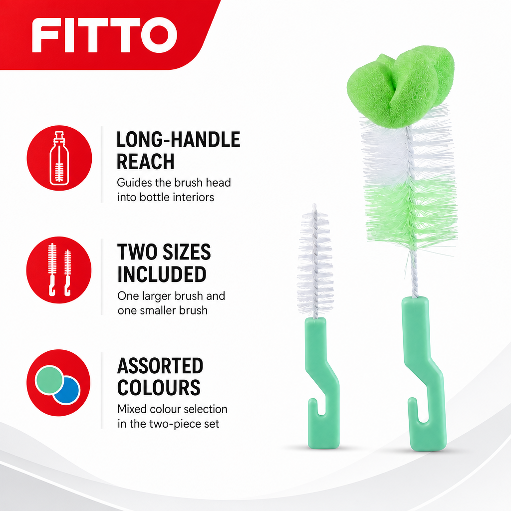 240 Pieces Assorted Colour Long-Handle Bottle Cleaning Brush Set, 2 Pieces