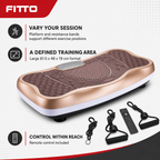 48 Pieces Large Vibration Exercise Platforms with Resistance Bands and Remote, Gold, 81.5 x 48 x 19 cm