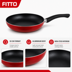 72 Pieces Red 18 cm Aluminium Non-Stick Frying Pan with Black Handle