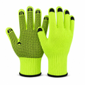 72 Pieces Knitted Work Gloveses with Grip Dots, 24 cm, Neon Green and Black, 1 Pair