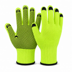 72 Pieces Knitted Work Gloveses with Grip Dots, 24 cm, Neon Green and Black, 1 Pair