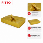96 Pieces Gold Rectangular Chocolate Presentation Box with Ribbon, 26.5 × 16.5 × 4.8 cm, 1 Piece