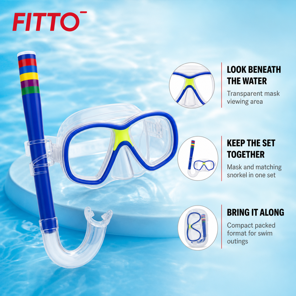 96 Pieces Swimming Mask and Snorkel Set, Blue, 1 Set for Pool and Beach Water Activities