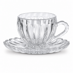 60 Pieces Clear Glass Tea Cup and Saucer Set, 2 Pieces, Faceted Table Setting
