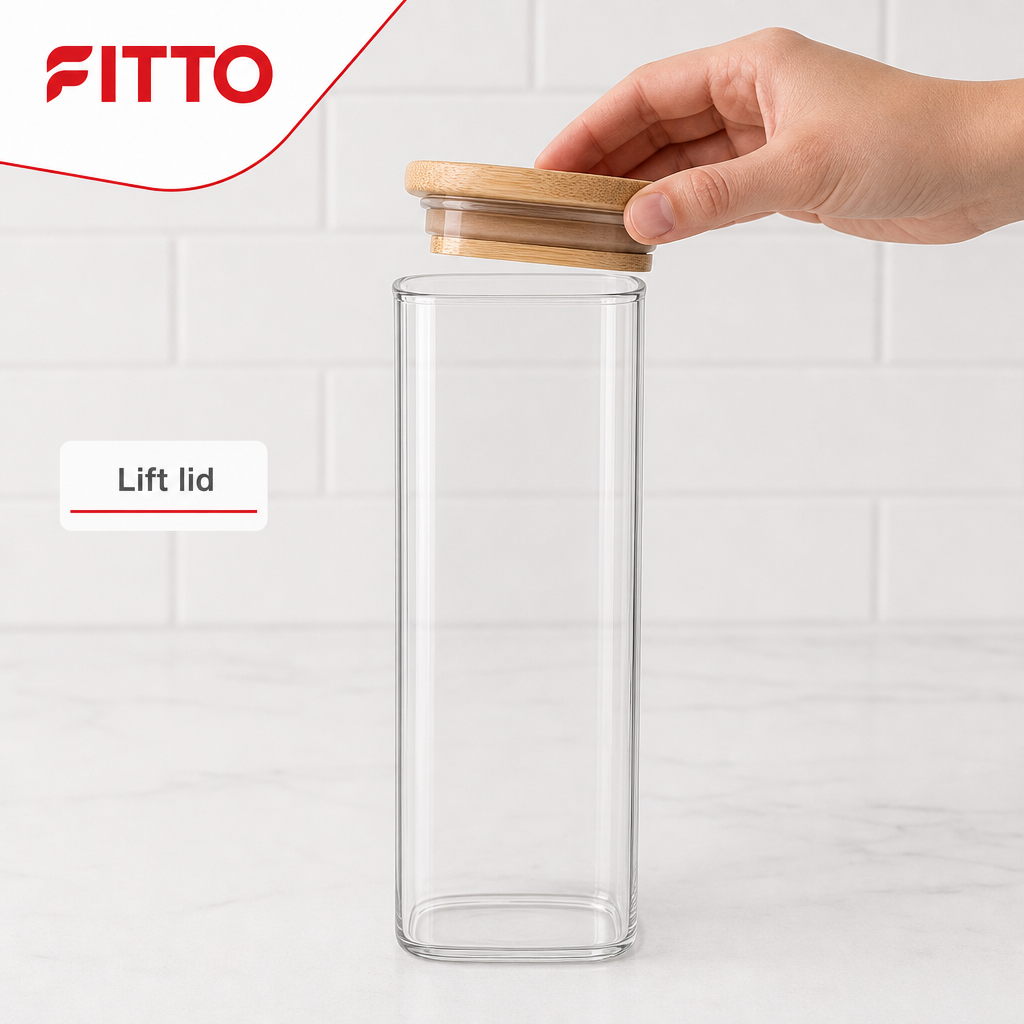 120 Pieces Glass Storage Jar with Wooden Lid, 25 x 6 x 6 cm, Clear and Natural Wood, 1 Piece